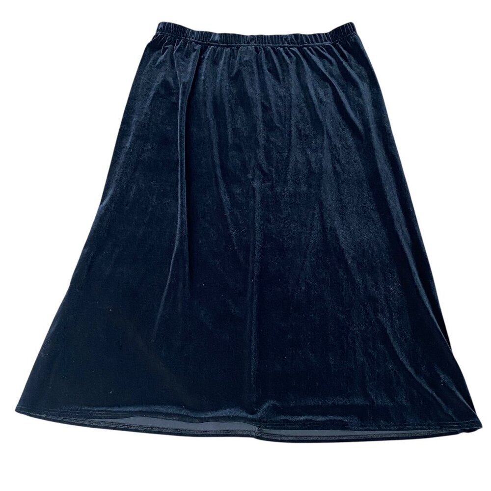 ONYX Nite by Wendye Chaitin Velvet Pull-On Black Skirt Plus Sz‎ 3X #319L